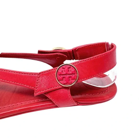 Tory Burch Minnie Travel Thong Sandal Nantucket Red Leather Sz 5.5 - Picture 7 of 8